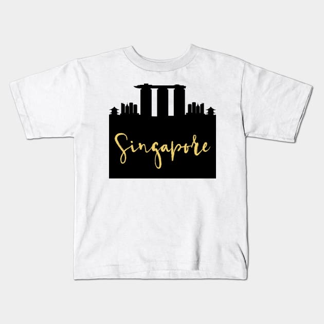 SINGAPORE DESIGNER SILHOUETTE SKYLINE ART Kids T-Shirt by deificusArt